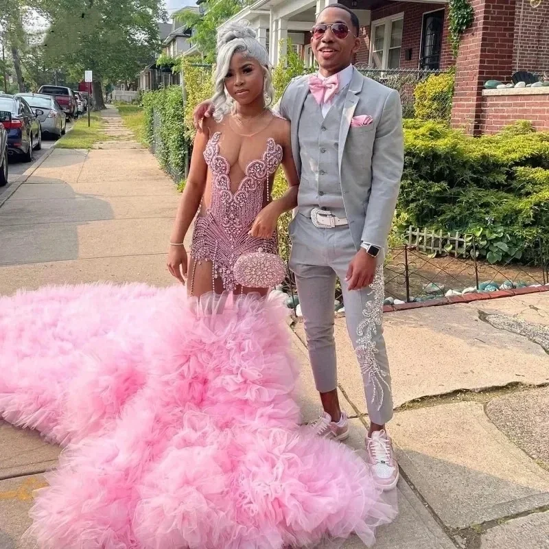 

17 моделей роскошных длинных платьев для выпускного вечера для темнокожих девушек, платья для дня рождения с кристаллами, африканские вечерние платья, индивидуальный пошив, 2026