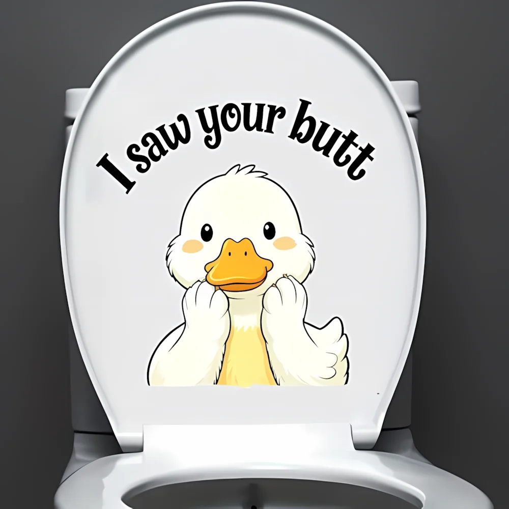Cute Funny Duck Toilet Stickers PVC Self-adhesive Waterproof Wall Sticker Bathroom Decals Mural Home Decoration
