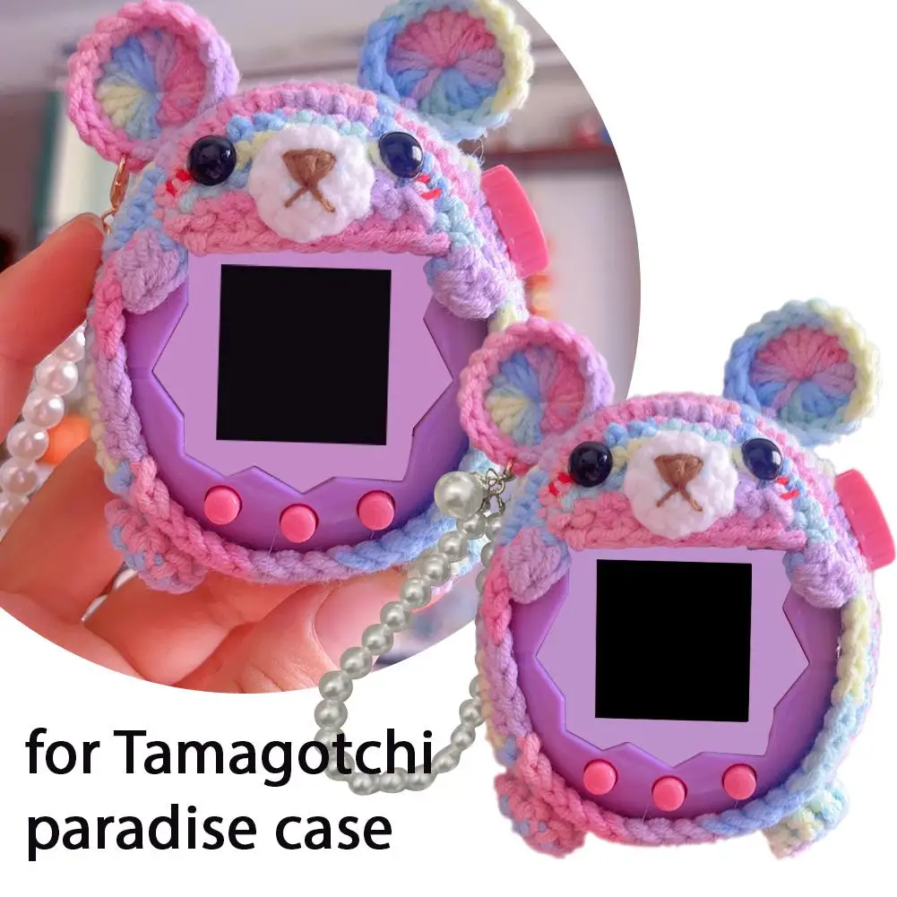 Protective Case For Tamagotchi Paradise Handmade Colorful Bear With Pearl Lanyard Anti Fall Electronic Pet Protective Shell Part