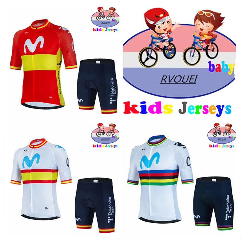 

Kids Cycling Jersey Set Boys Short Sleeve Summer Cycling Clothing MTB Ropa Ciclismo Baby Movistar Bicycle Wear Girls Sports Suit