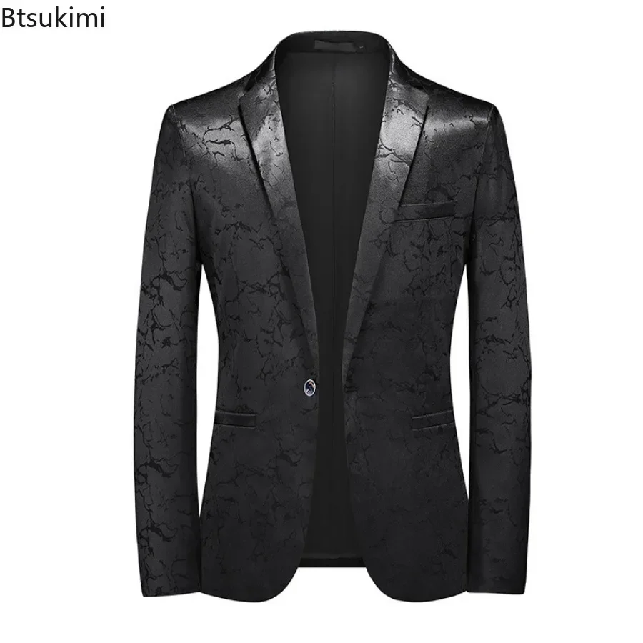 Plus Size Men\'s Suits Jacket Luxury Jacquard Designer Blazer Business Casual Coats Men Wedding Party Slim Tuxedo Dress Suit Tops