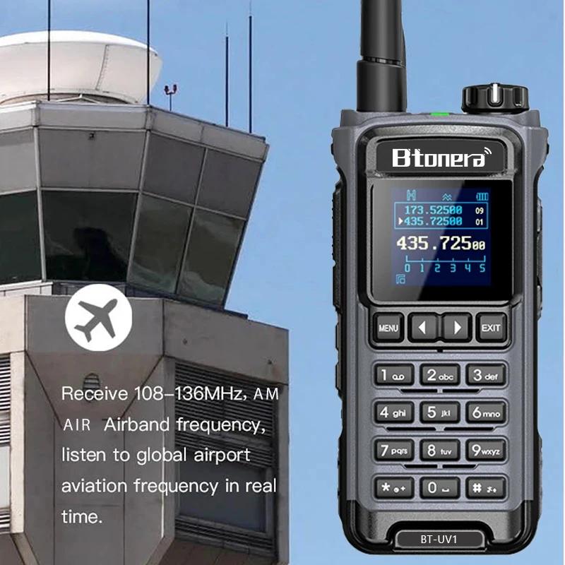 BTONERA BT-UV1 Walkie Talkie 5W przenośna krótkofalówka AM FM VHF UHF 136-620Mhz pasmo odbierać nadajnik-odbiornik dwukierunkowy USB-C radiowy