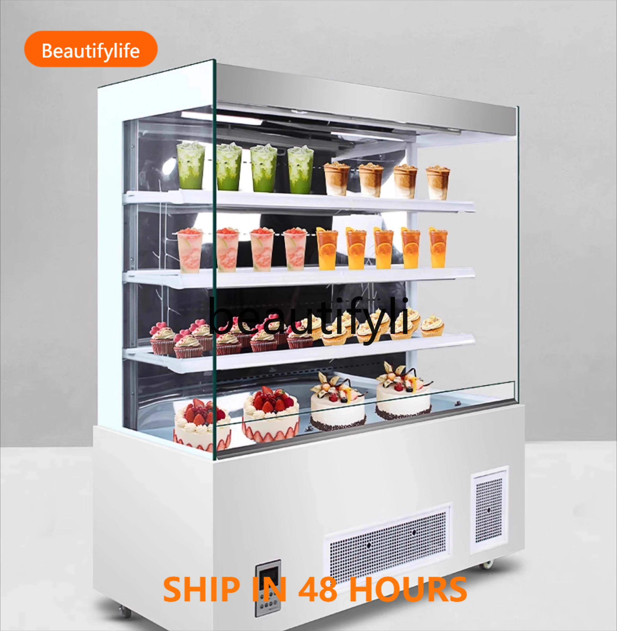

Supermarket open yogurt cake beverage refrigerated display cabinet vertical low temperature preservation H