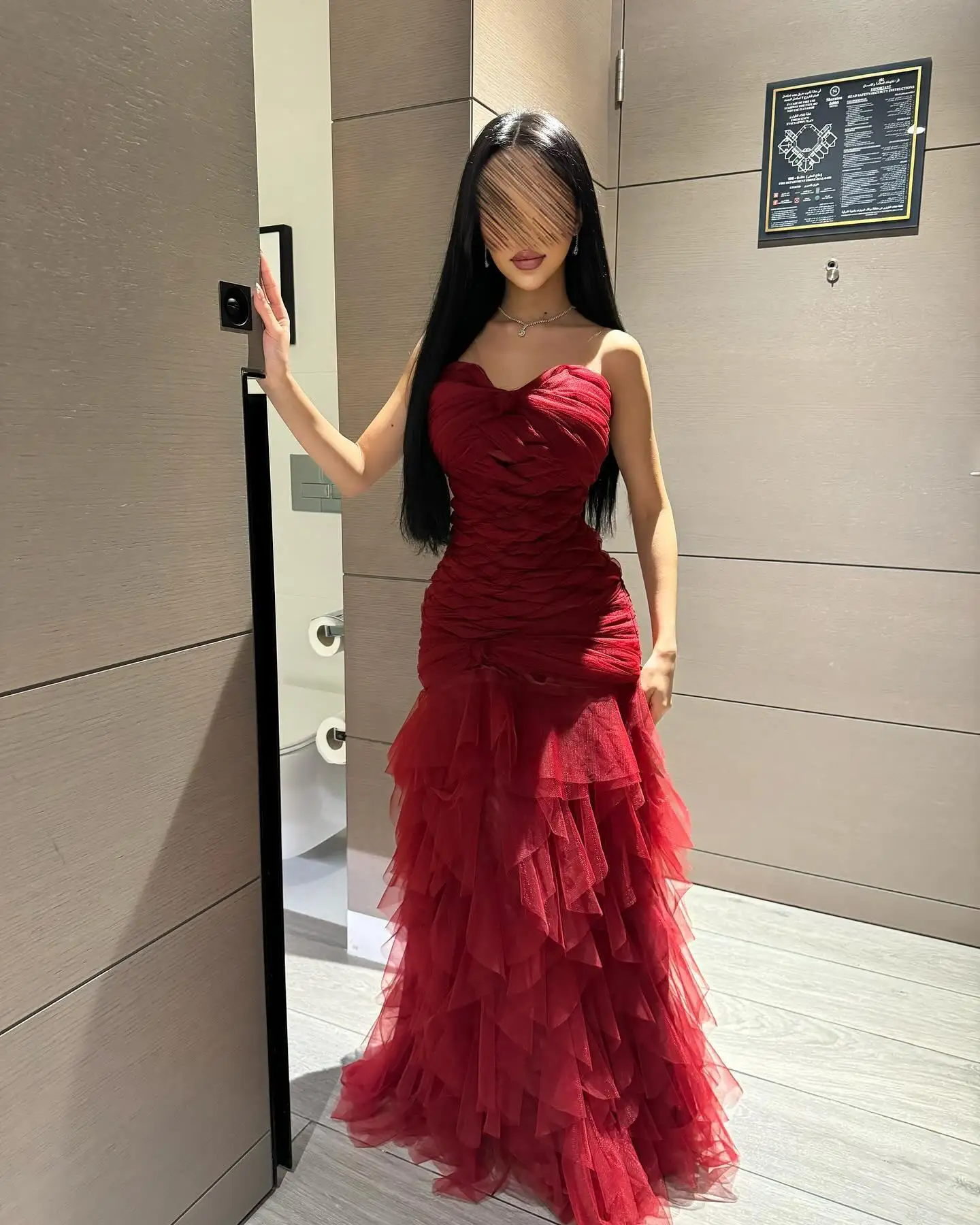 Customized Exquisite Mermaid Sweetheart Organza Pleats Evening Dress Temperament Sweep Train Photo Color Vestido De Noche