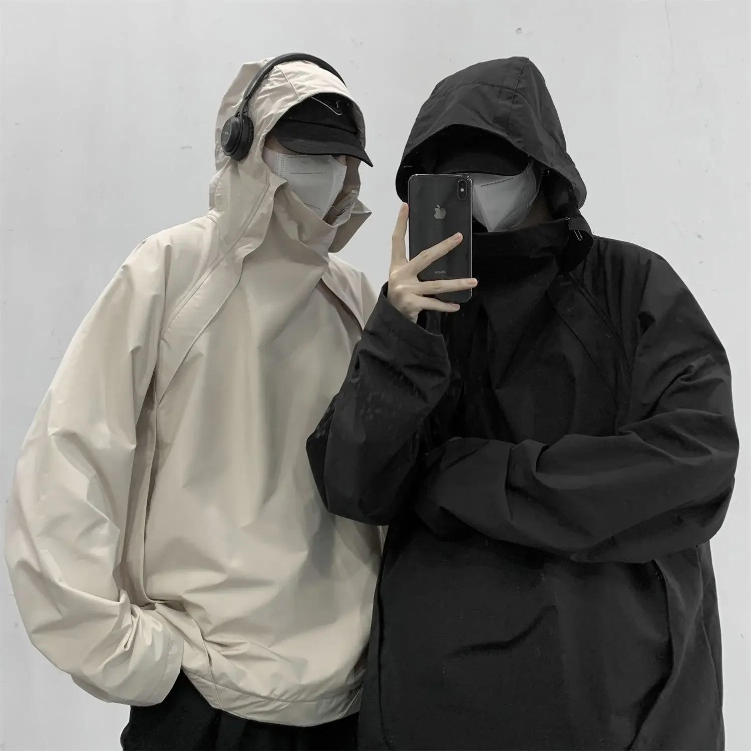 

Spring Autumn Men's Outdoors Hiking Hooded Jacket Fashion Loose Waterproof Mountaineering Jackets Overcoat Male Clothes