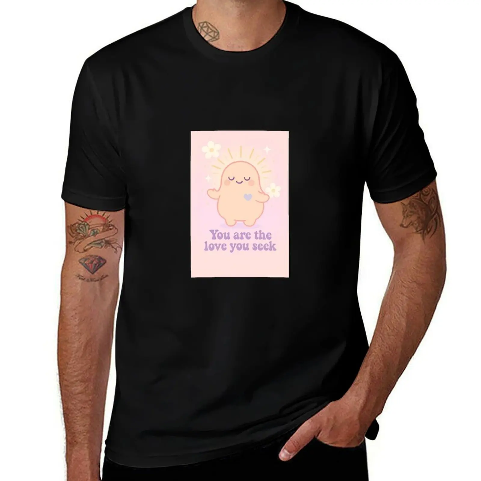 

Футболка You Are the Love You Seek, футболка большого размера, рубашка в стиле аниме, винтажная уличная одежда, хлопковая футболка для мужчин
