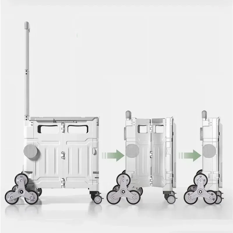 Hand Pushing Picnic Camping Outdoor Folding Portable Shopping Carts Trolley Vegetable Basket Trolley Pull Rod Rear Shopping Cart