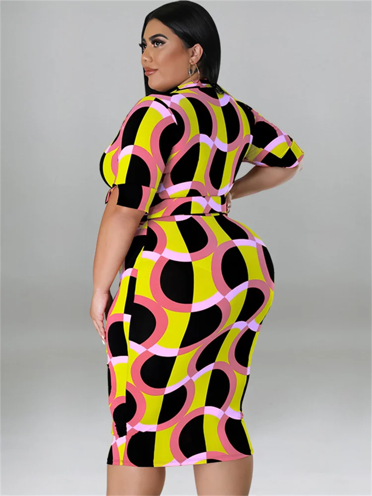 Wmstar plus size jurken feest bodycon vrouwen kleding shot mouw sexy maxi jurk kantoor dame met riem groothandel dropshipping