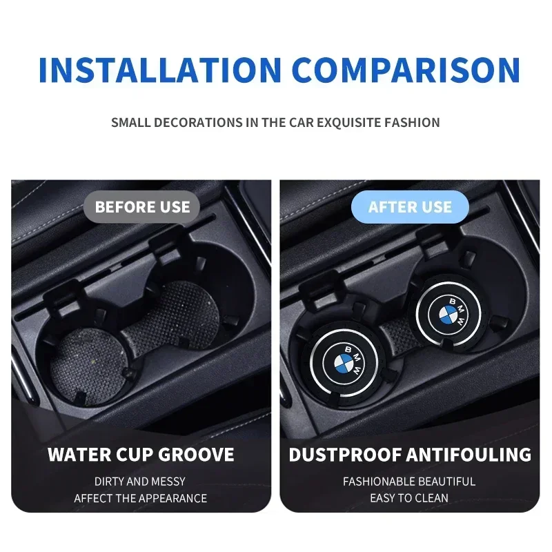 Car Coaster Non Slip Pad Cup Holder Mat For BMW E36 E39 E46 E60 E90 E90 F01 F10 F30 G01 G20 G21 G30 G11 F15 X5 X3 Accessories