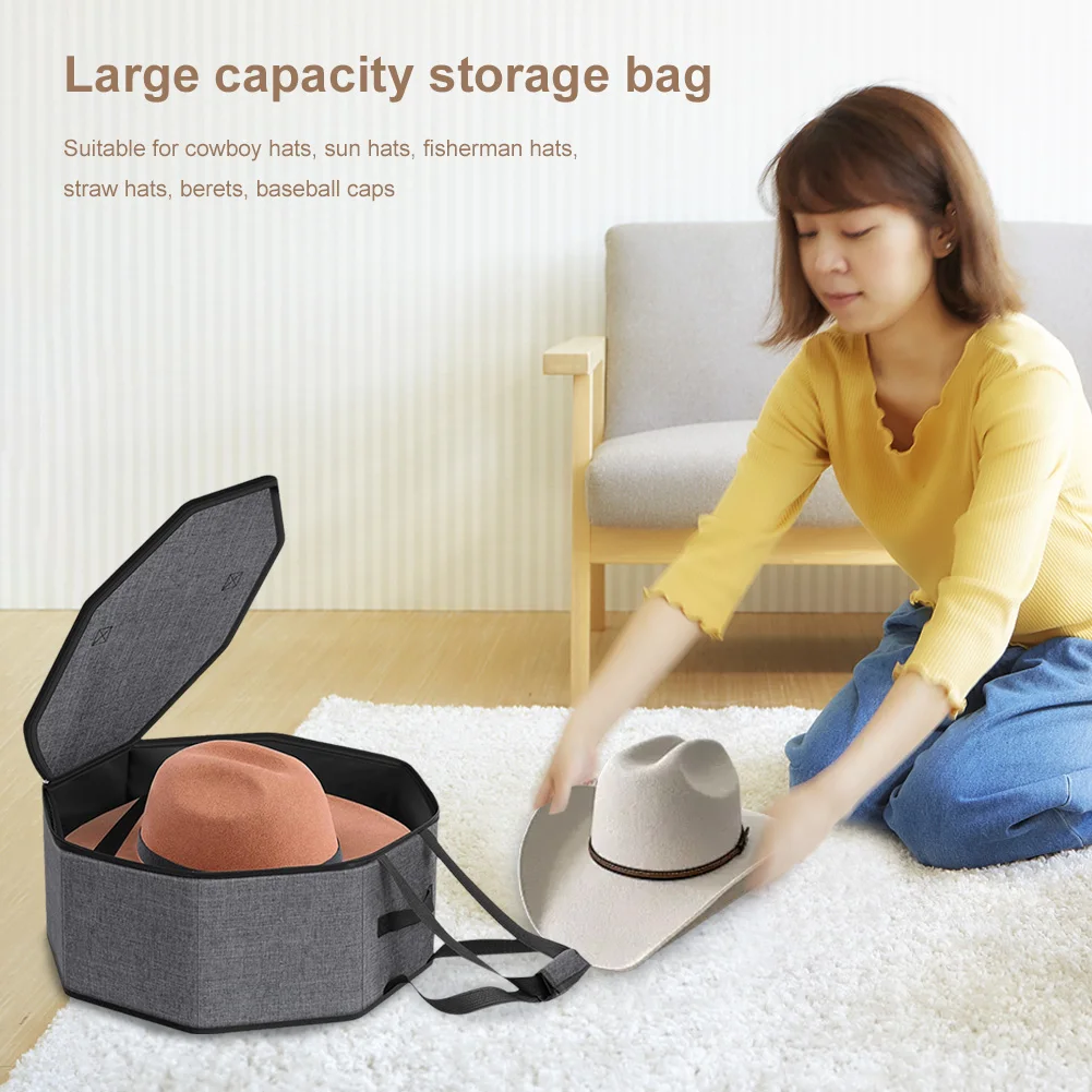 

Штабелируемый органайзер для шляп с ручкой Складной чехол для шляп с картонной опорой Держатель коробки для шляп для женщин и мужчин Хранение