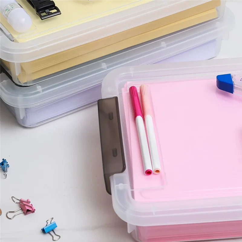 【Livraison-Rapide!】3 PCS Plastic Storage Bins With Latching Lids Portable Project Case Clear File Box Stackable Storage