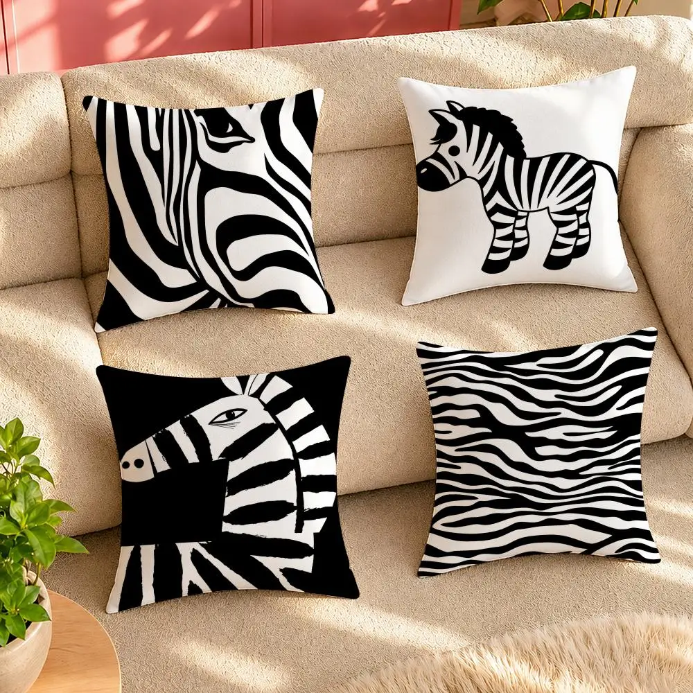 Black White Zebra Pattern Cushion Cover Pillow Cover Decorative Throw Couch Home Decor for Living Room Sofa