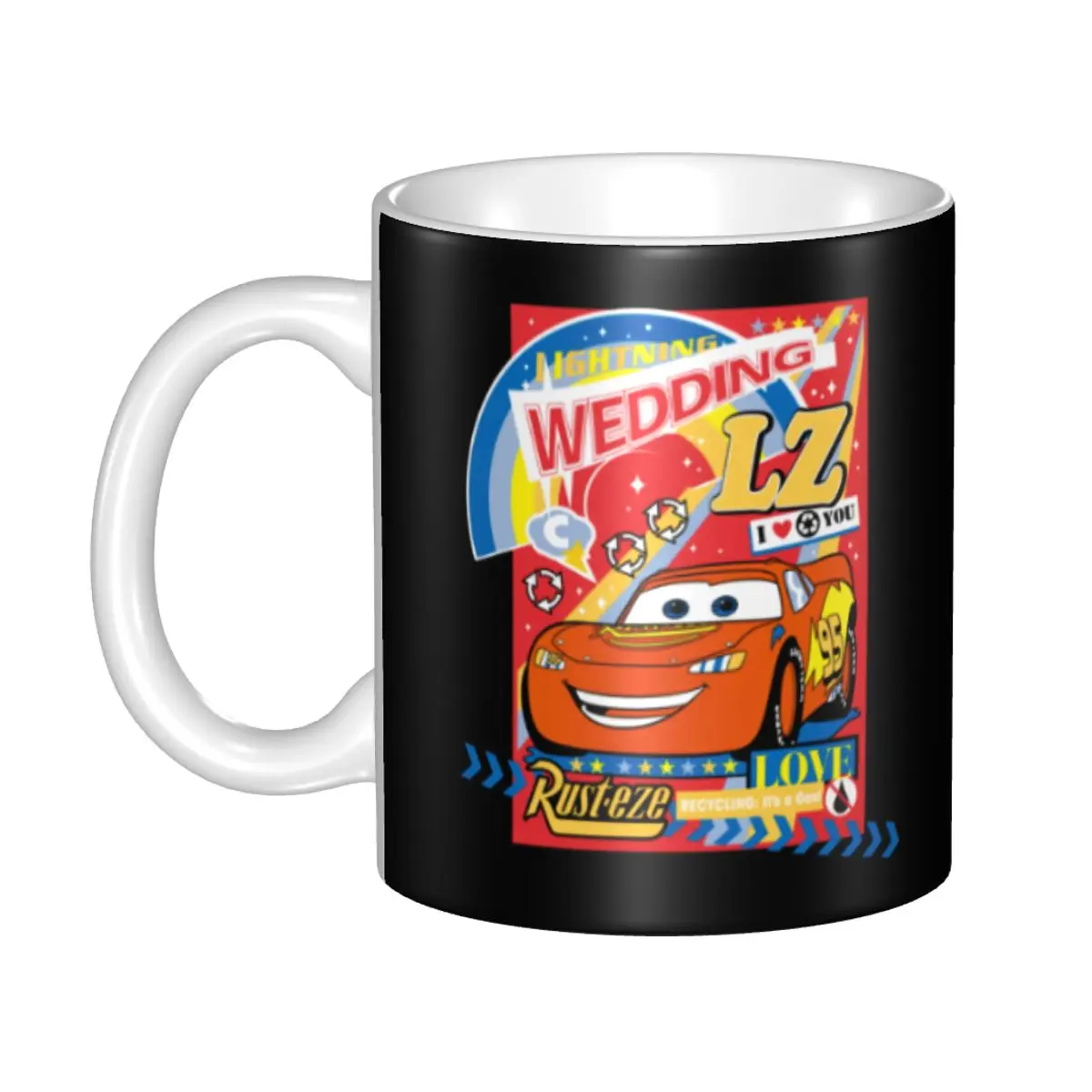 

Cars Cartoon Lightning Mcqueen Coffee Mug DIY Customized Ceramic Mug Creative Present