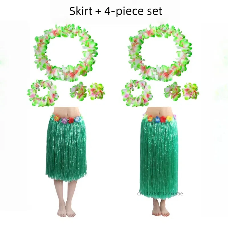 Belly Dance Double Layer หนา 6 ชิ้นชุดกระโปรงหญ้าฮาวายอัพเกรดพวงหรีดขนาดใหญ่ชุดกลุ่ม Stage Dance Performance