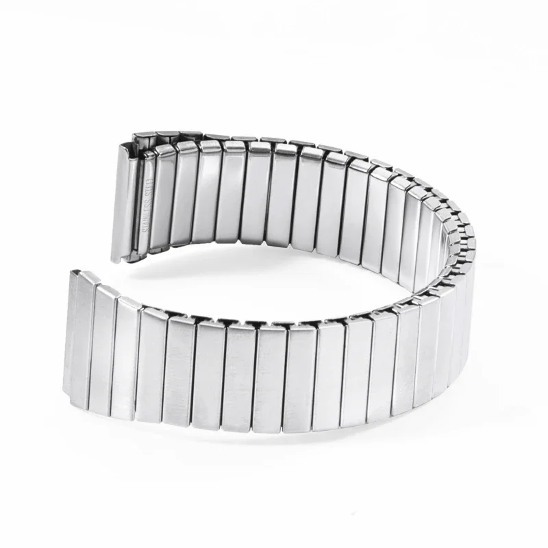 18 مللي متر معدن مطاطا حزام ساعة اليد تمتد التوسع الفولاذ المقاوم للصدأ حزام (استيك) ساعة الرجال النساء العالمي معصمه ساعة الملحقات