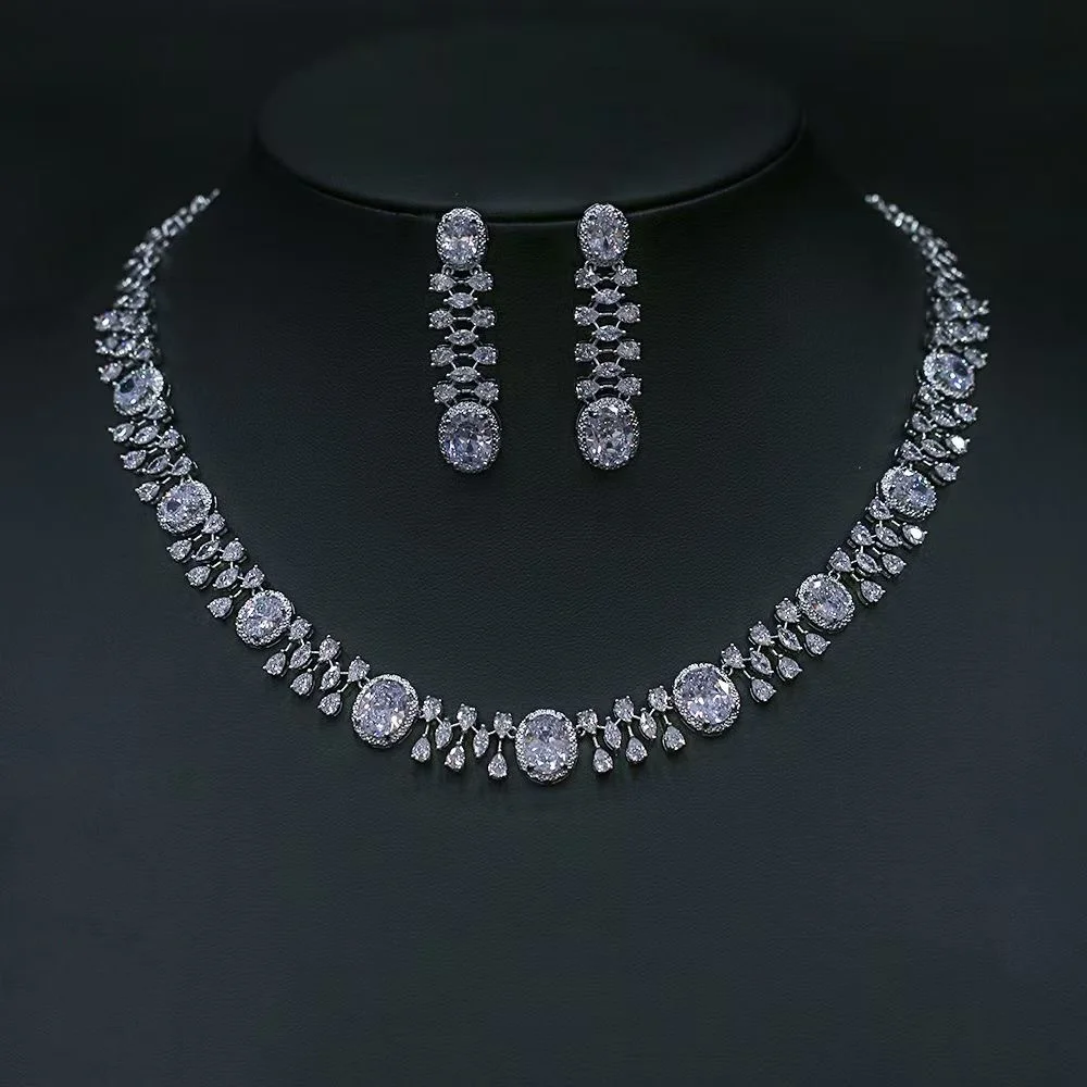 Europe United States Wholesale Wedding Accessories Exaggerated Diamond Style Necklaces Earrings Other Jewelry Sets Zircon Main