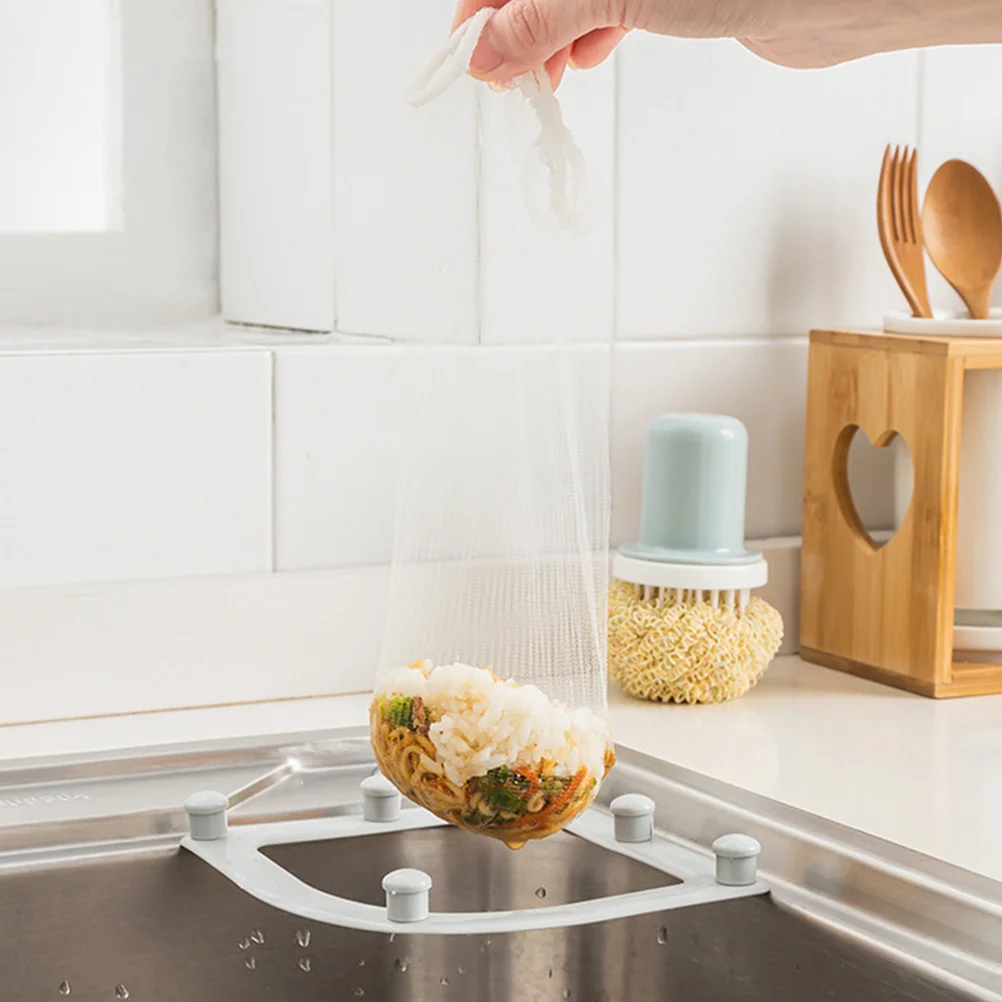 

1 Set Triangle Filter Basket Sink Corner Tri-Holder With Mesh Bags For Kitchen Bathroom Drain Sink Strainer Mesh Holder Kitchen