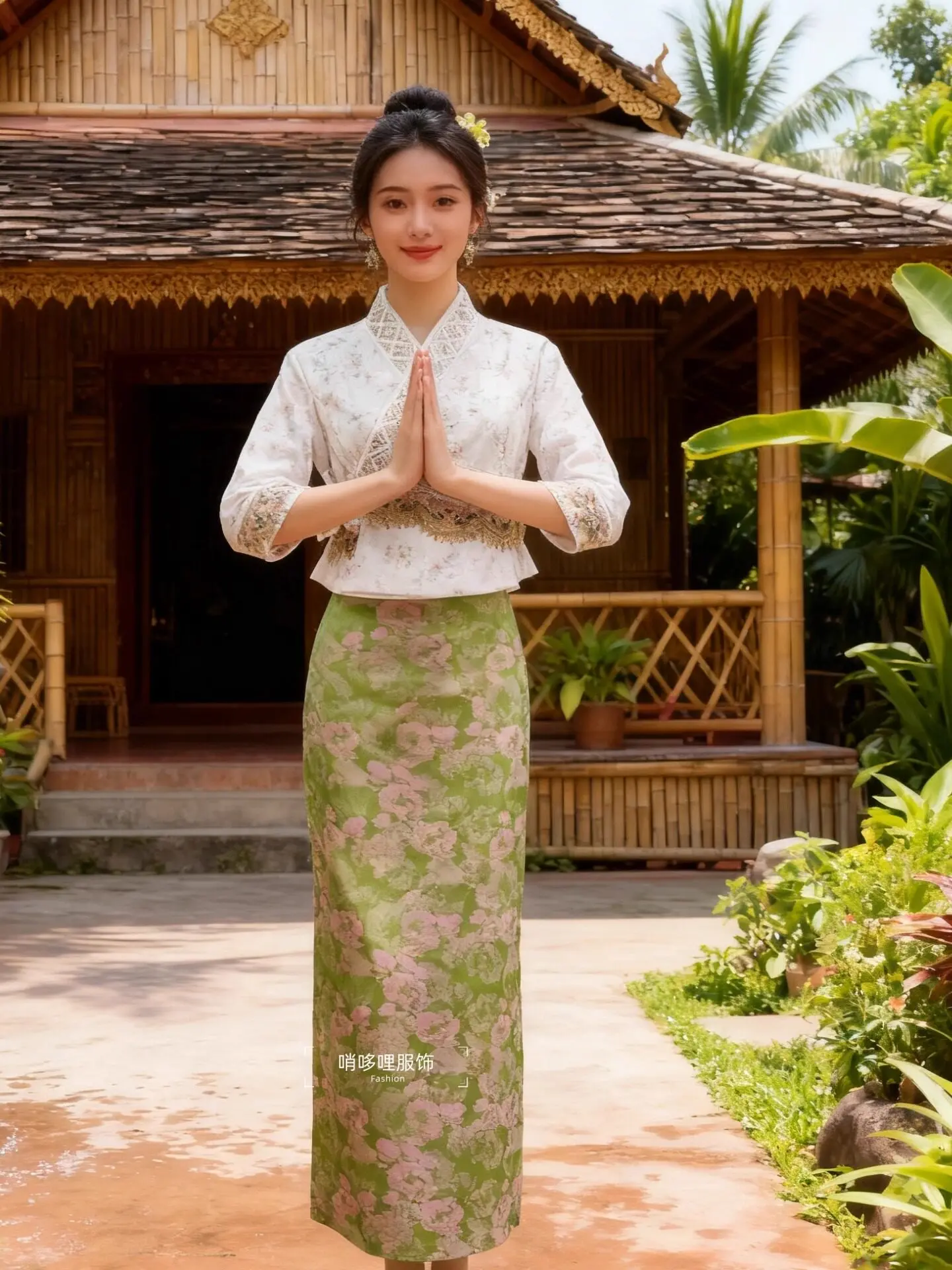 new-chinese-style-dai-ethnic-women's-clothing-set-spring-and-summer-new-breathable-embroidered-top-and-long-skirt-travel-outfit