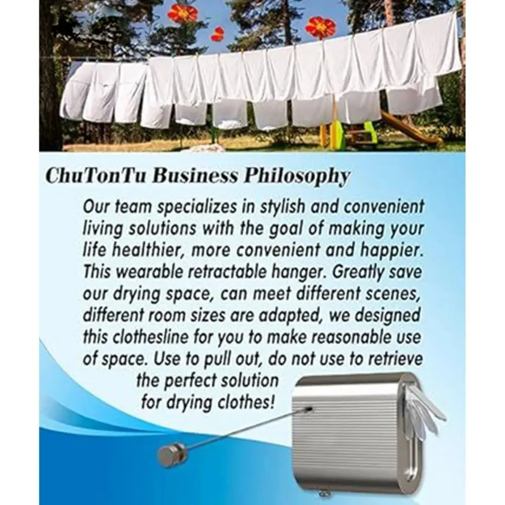 

MALL Выдвижная веревка для белья в помещении, не провисающая уличная веревка для белья, веревка для сушки одежды 13,8 футов