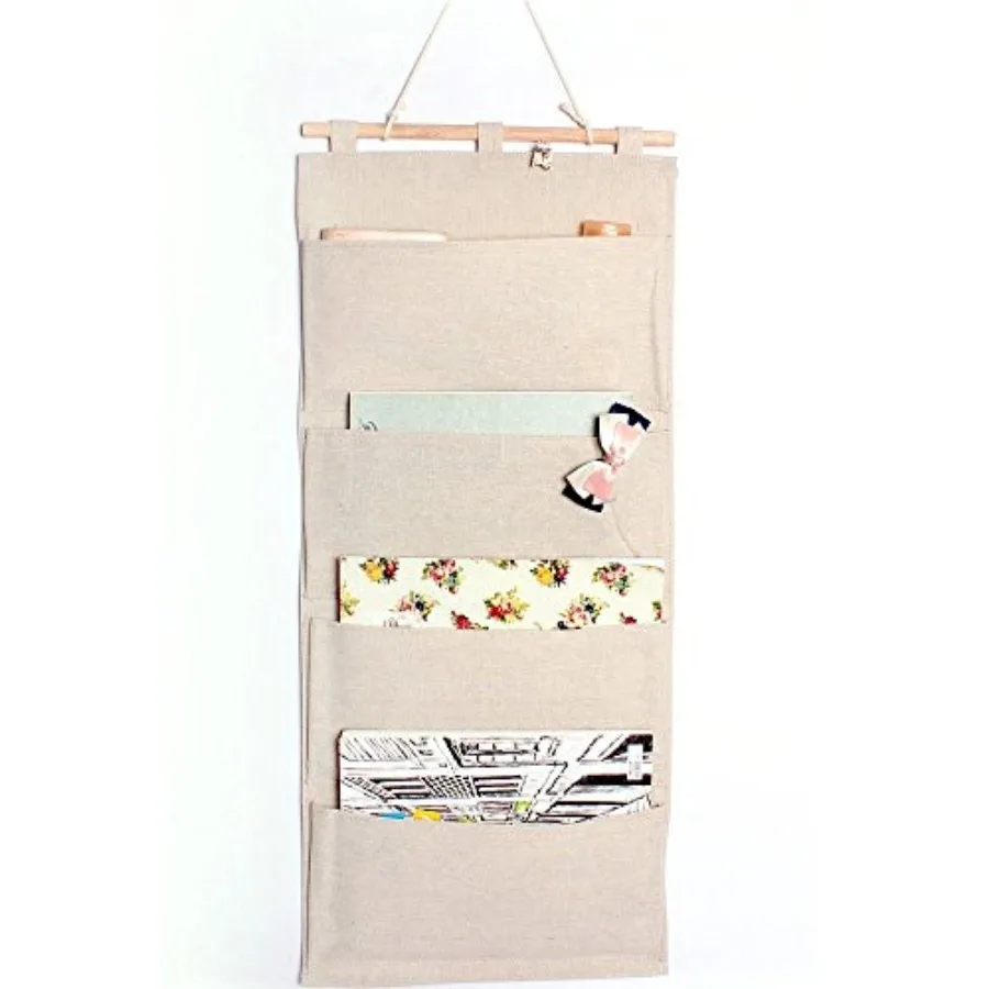 

Linen/Cotton Fabric Wall Door Cloth Hanging Storage Books Organizational Back to School Office Bedroom kitchen rectangle Home O