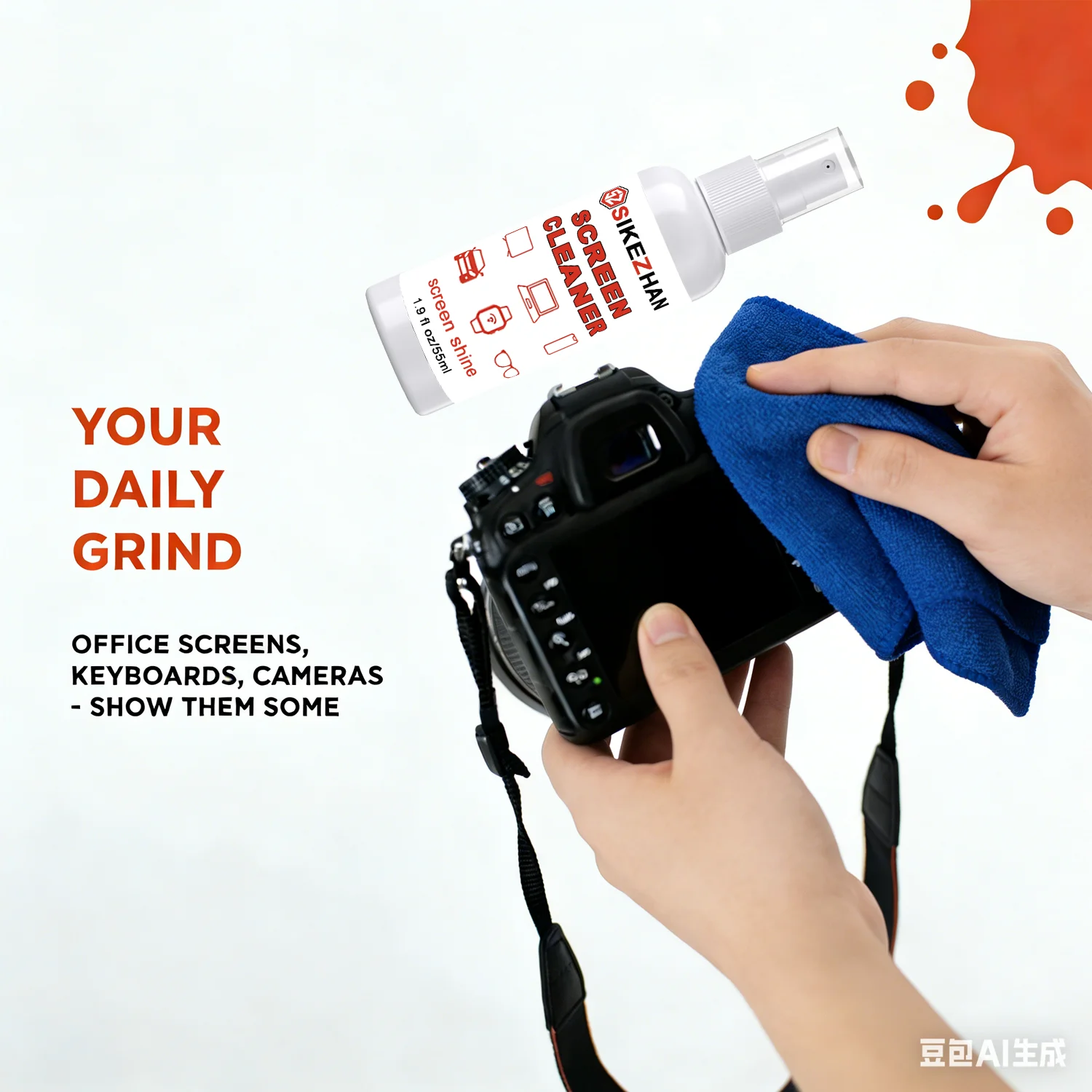 Screen Cleaner Spray Kit 55ml & Microfiber Cloth.Streak-Free Mist for Laptop iPhone iPad Glasses. Portable for Car & Electronics