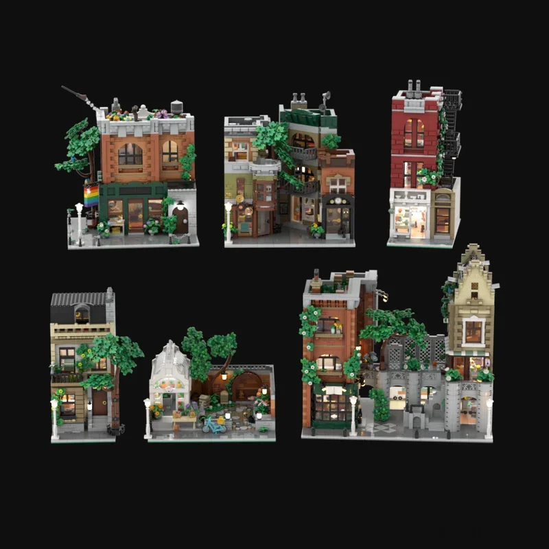 City Street View Moc Building Blocks Modular City Townhouse Collection Model Technology Brick  Assembly Construction Toy Gift