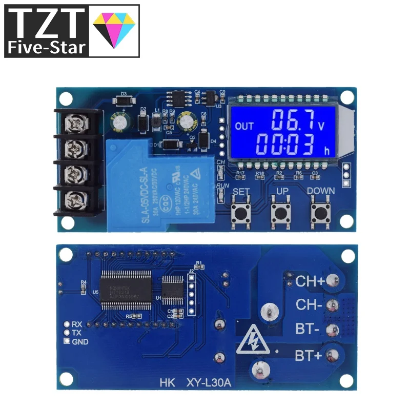 TZT 6-60V 30A Lead-acid Solar Battery Charge Controller Protection Board Charger Time Switch 12V 24V 36V 48V Battery Bapacity