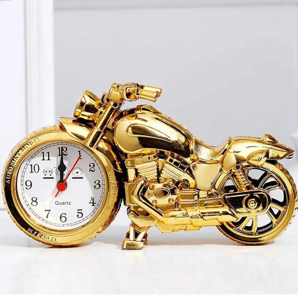 Art Crafts Arabic Numeral Motorcycle Pattern Motorcycle Model Bedside Clock Desktop Ornament Motorcycle Alarm Clock