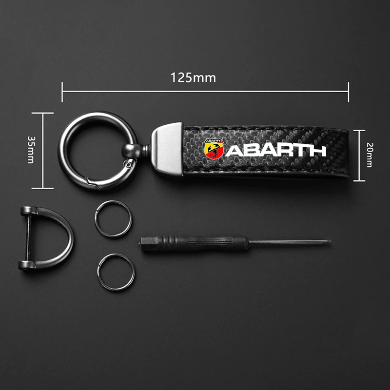 High-Grade Leather Car Ring Keychain Trinket Zinc Alloy Keyrings For Fiat Abarth 124 spider 500 595 695 C Accessories