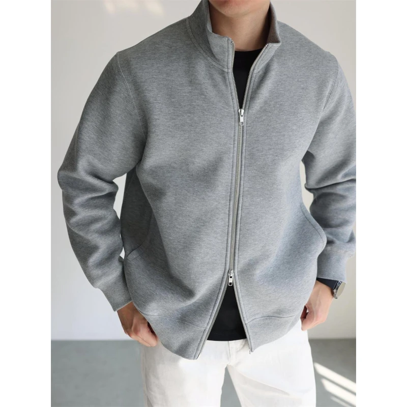 

Japanese Harajuku Men's Sweatshirt Jacket Stand Collar Double Zipper Sweatshirt Loose Casual Long Sleeve Sports Jacket Men
