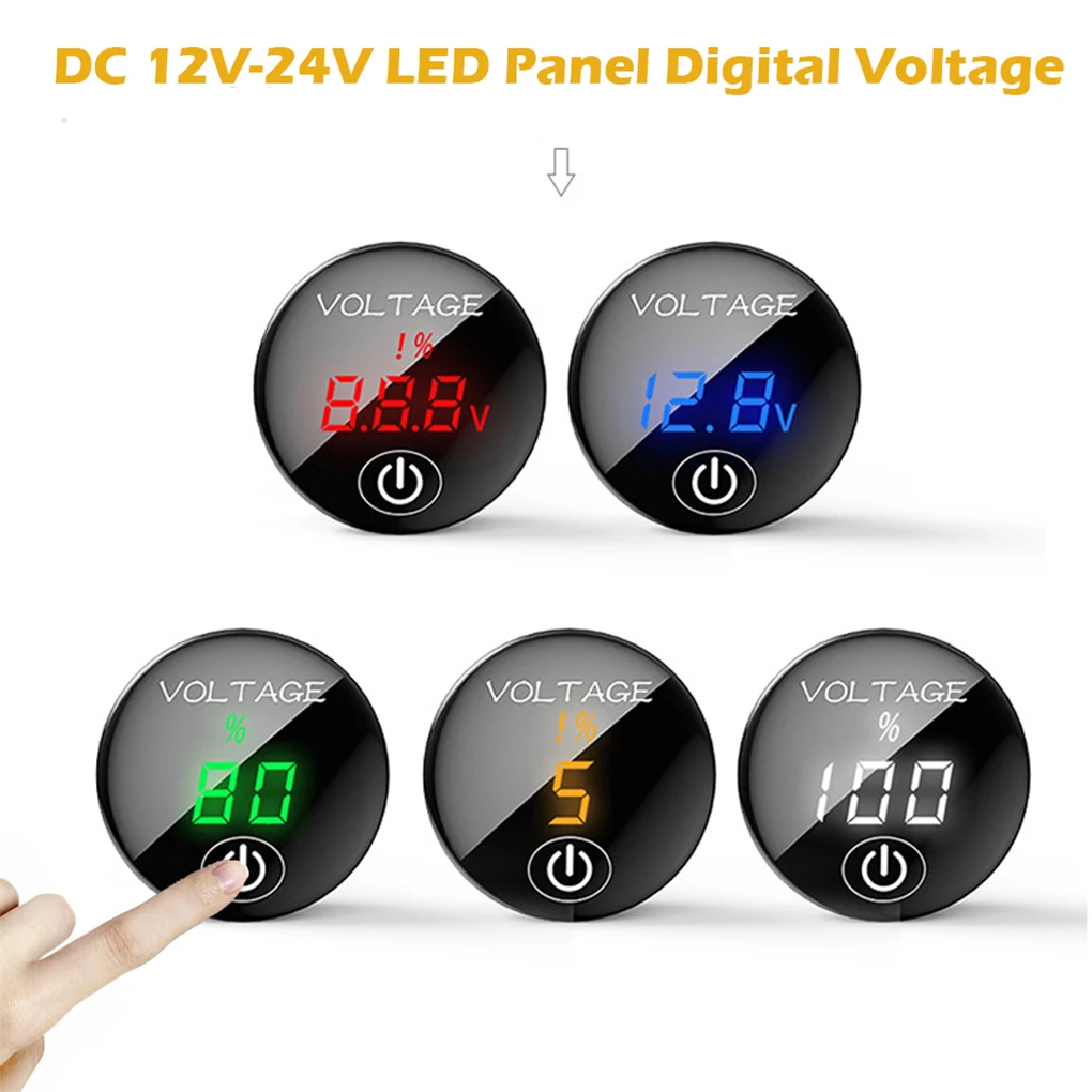 DC 5V-48V Motorcycle Voltmeter Digital Display Car Voltage Meter Replacement Parts IP65 Waterproof Accessory