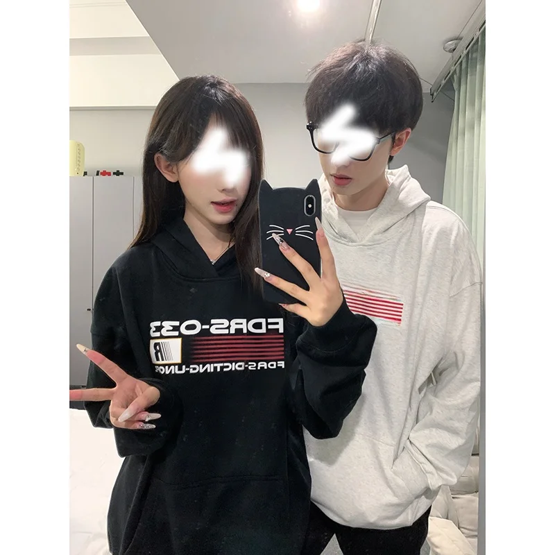 

Мужская толстовка в американском ретро-стиле Cleanfit, осенняя, в стиле High Street, для пар, повседневная, с капюшоном, свободного кроя, с длинными рукавами