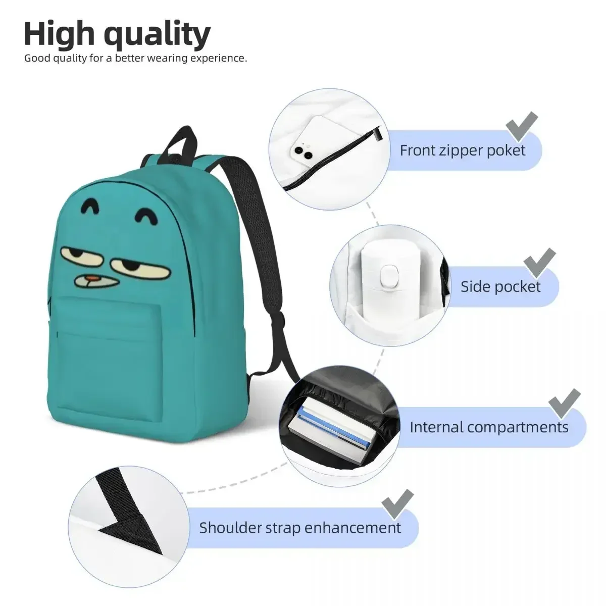 Gumball Gum Ball Watterson Amazing Cartoon Backpack Middle High College School Student Bookbag Men Women Daypack Hiking