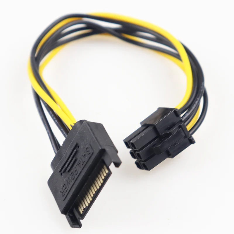 15-pin SATA Power Female Video Card , 6-pin PCIe Power Male 15pin SATA Power to 6pin PCIe PCI-e PCI Express Adapter Cable