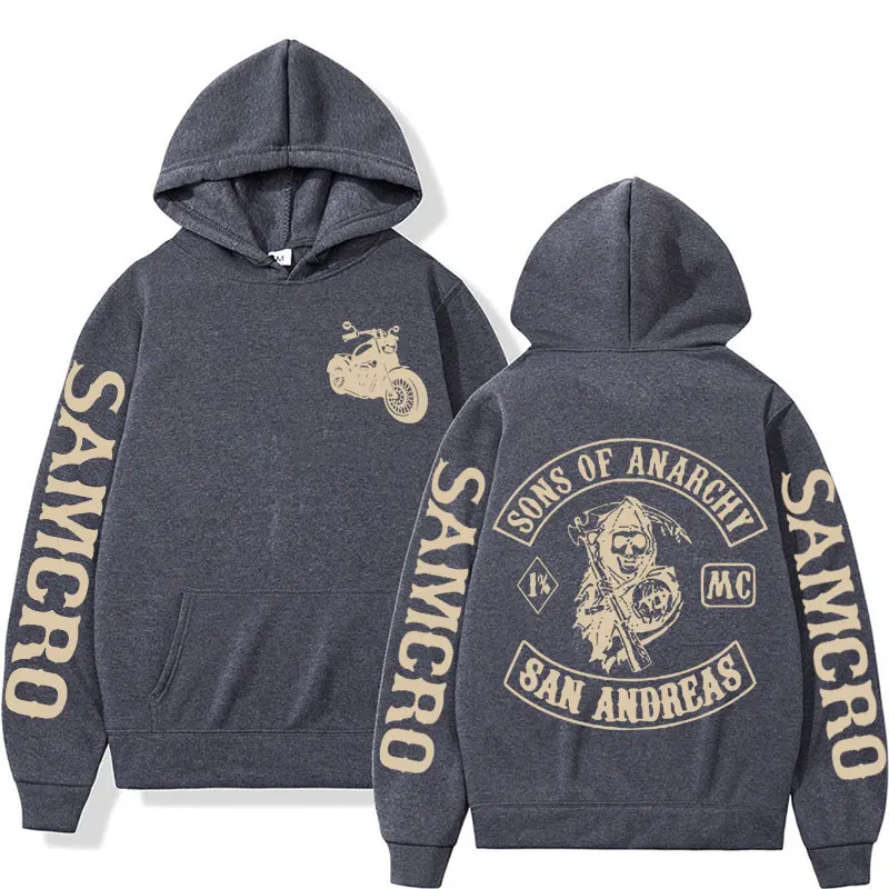 Sons of Anarchy Motorcycle Graphic Hoodies Men\'s Clothing Gothic Fashion Oversized Hoodie Male Long Sleeve Sweatshirt Streetwear