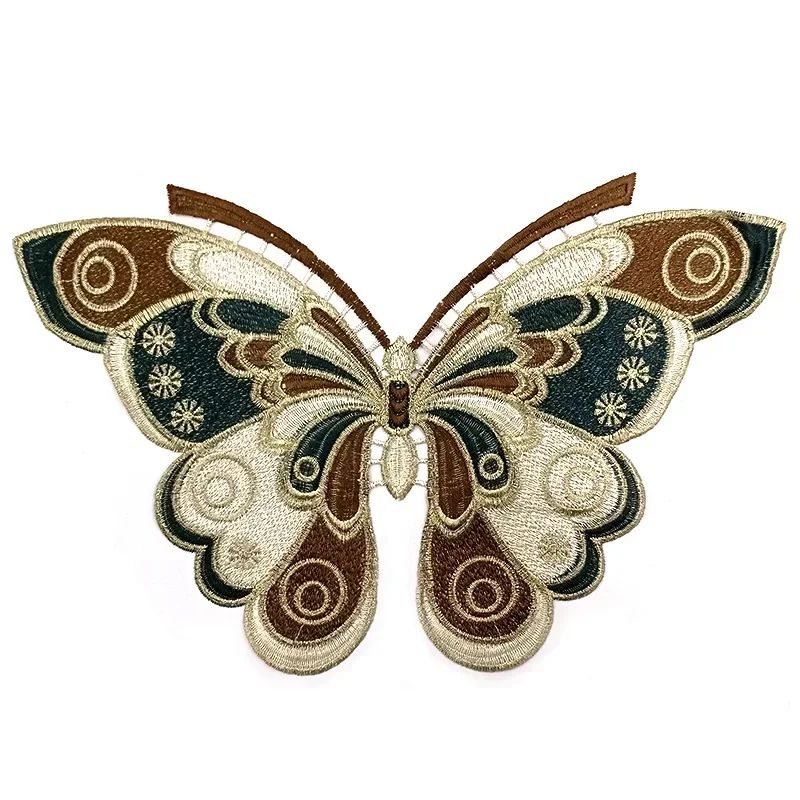 Colorful Butterfly Garment Embroidery Collar High Quality Gold Thread Embroidery Woman's Garment Accessories