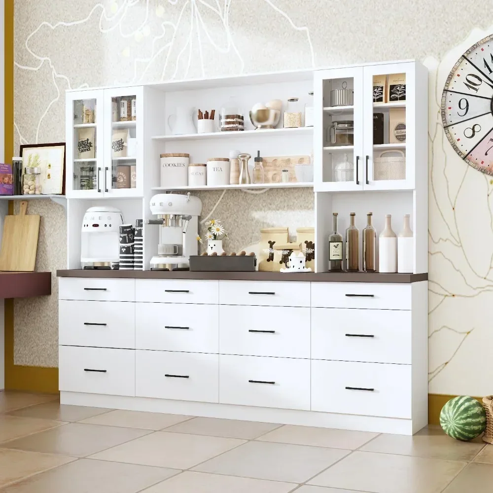 

Kitchen Pantry Glass Doors Kitchen Cabinets 12 Drawers Pantry Furniture Shelves