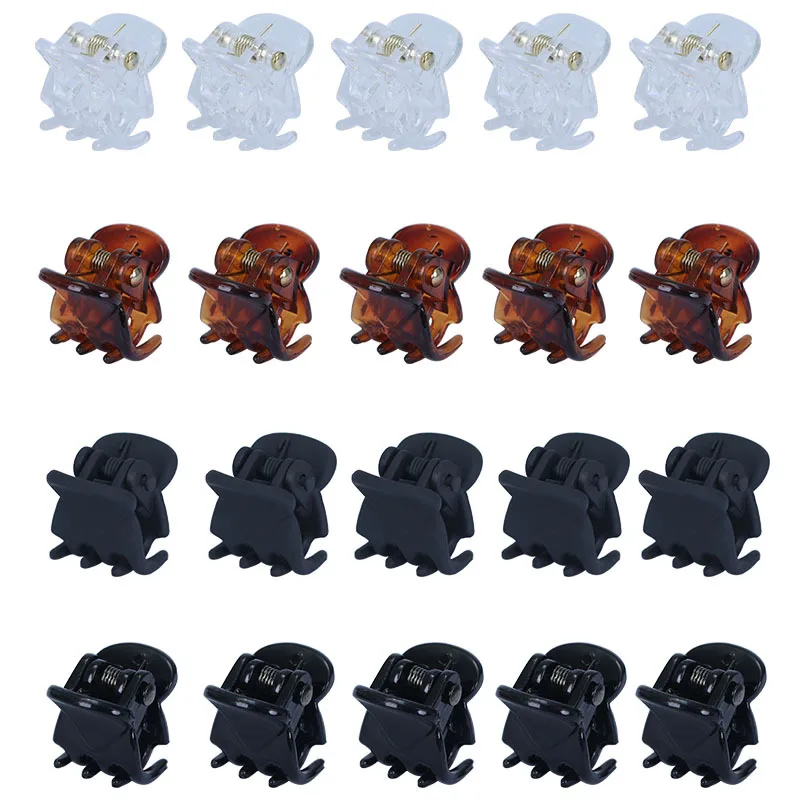 10Pcs/Lot Hair Claw Clips for Women 1.0 1.5cm Small Black Brown Transparent Plastic Mini Claws Kids Hair Styling Accessories