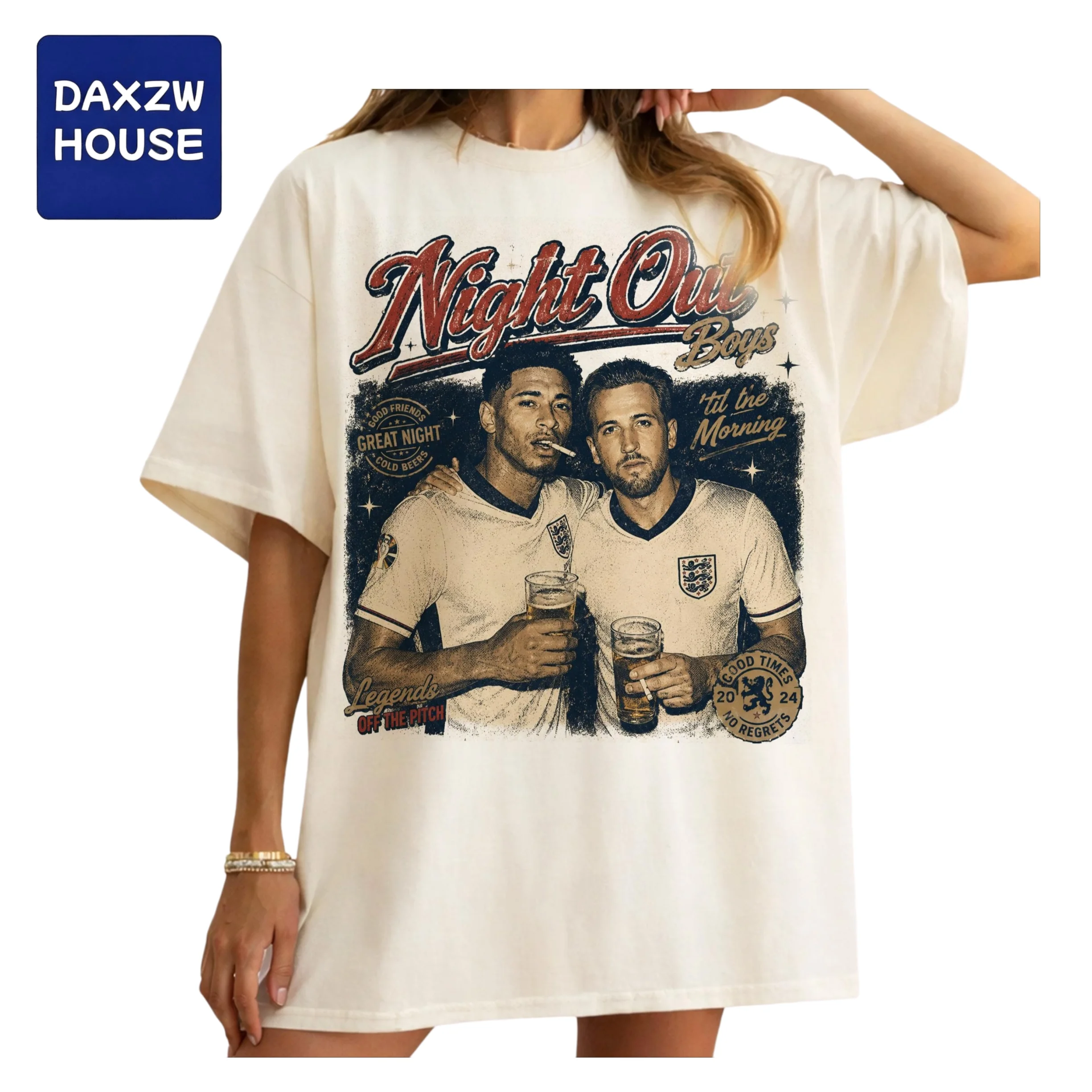 Retro England Players Graphic Tee _Night Out Boys_ 2026 Casual Streetwear T-shirt for Football Fans Fashion Streetwear Fashion