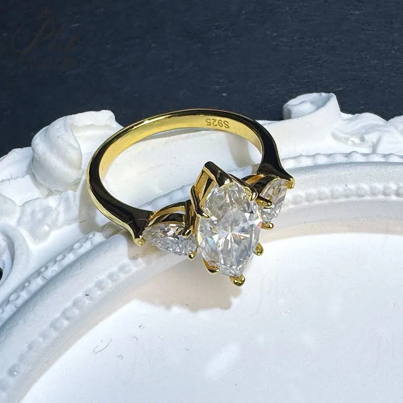 3ct Moissanit-Ringe 7x14mm Marquise-Schliff D-Farbe VVS1 925 Sterling Silber für Damen Klassischer Verlobungs- und Brautschmuck von Holycome – Detail 12