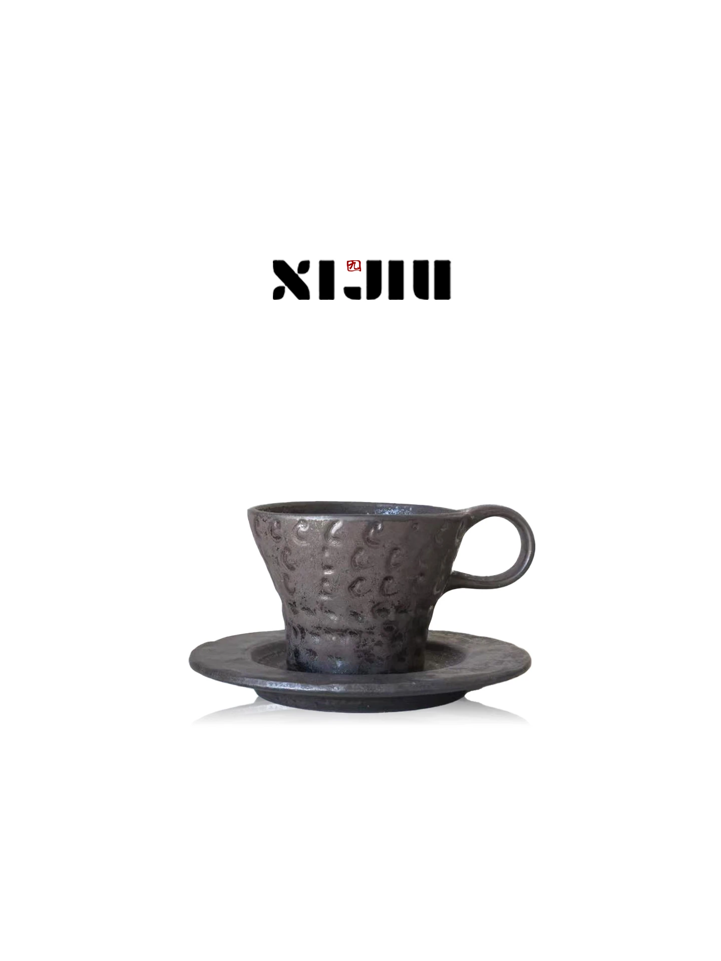  Meteorite Glaze Coffee Cup 150ml Concentrated Vintage Wabi-Sabi Small Ceramic Cup for Coffee Lovers with Cup Holder