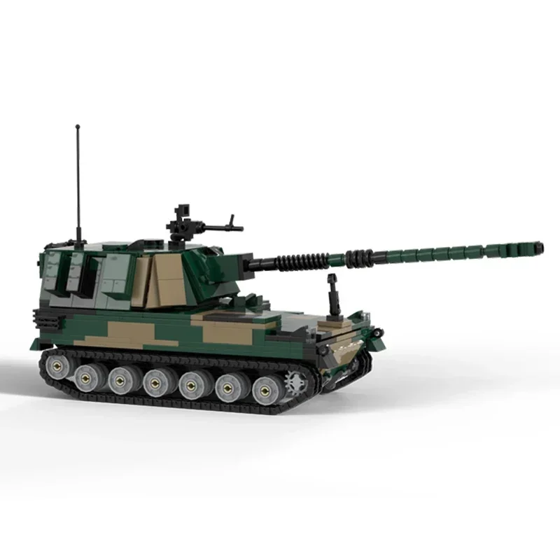 Christmas Moc Building Bricks Military Model Tracked gun-howitzer Tank Technology Modular Blocks Gifts  Toys DIY Sets Assembly c