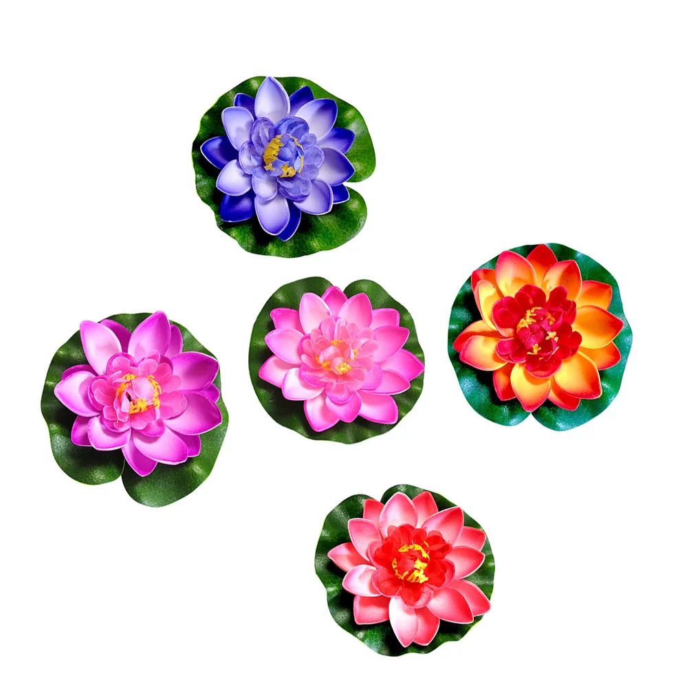 

5 Pcs Artificial Lotus Flowers 10cm Purple Red Pink Pool Decorative Props Home Garden PartyArtificial Flowers