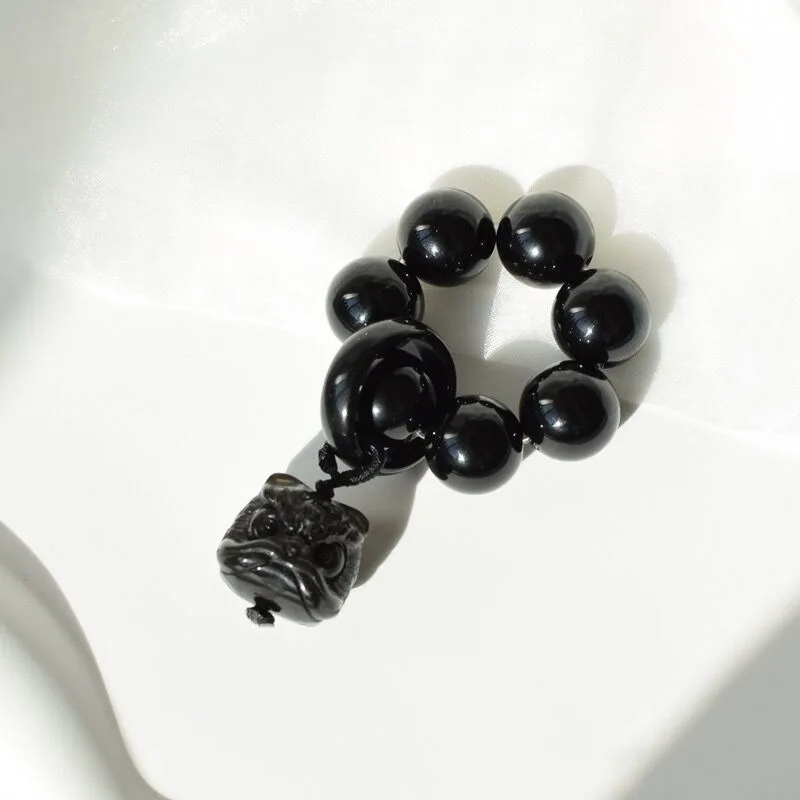 Obsidian hand twist bracelet female fingertip plate play small string lion dancing cat claw bodhi plate play Wenwan