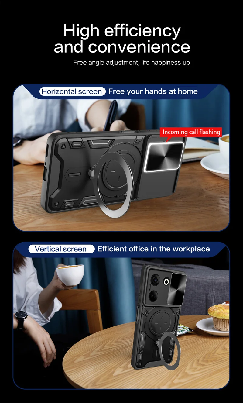 For Tecno Camon 20 Pro 4G 5G Case Magnetic Car Holder Ring Armor Phone Case For Tecno Camon20 20Pro Slide Lens Protect Cover