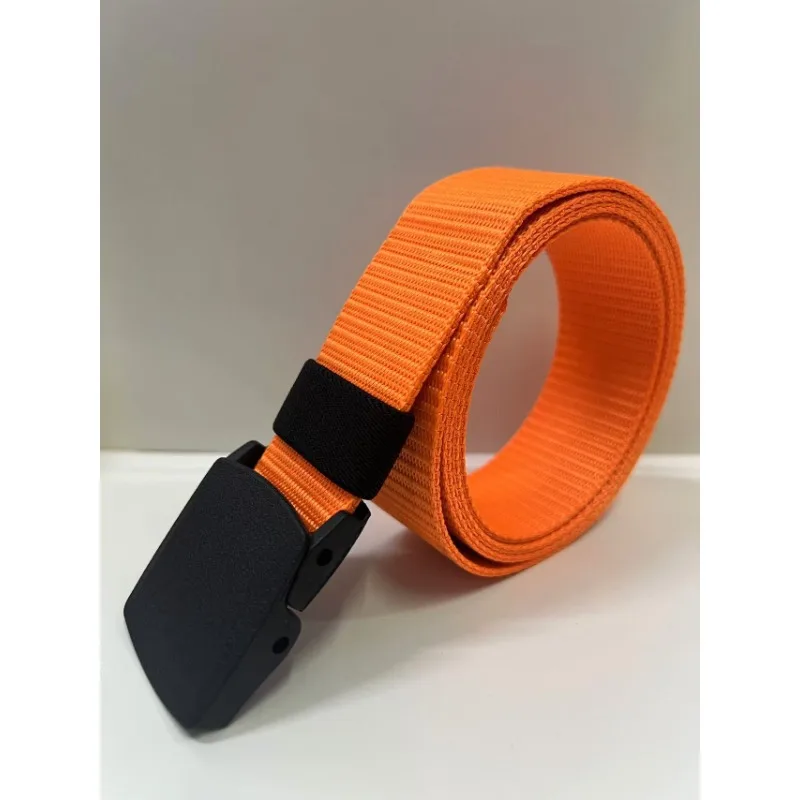 New Unisex Nylon Canvas Breathable  - Men Waist Belt with Plastic and Metal Black Buckle Orange Belts for Women