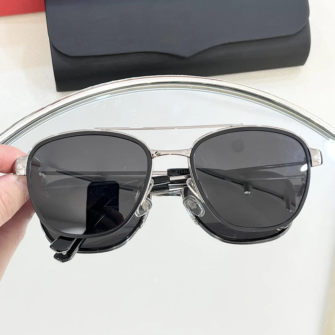 Fashionable square metal high-end vacation cool men's sunglasses party concave styling women's sunglasses