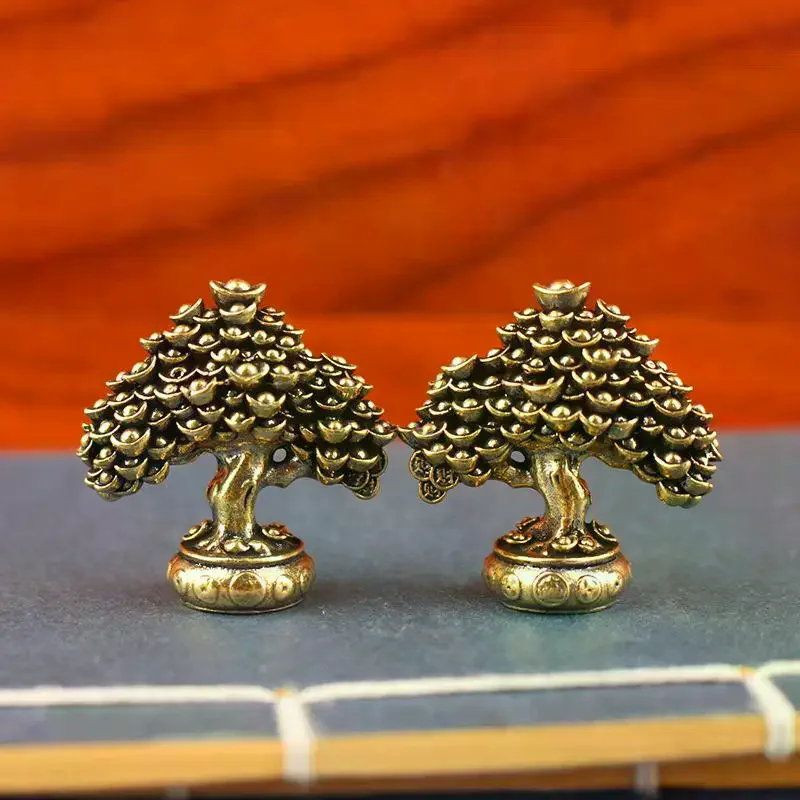 Brass Fortune Tree Ornaments Potted Tree Ingot Tree Retro Brass Ornaments Living Room Office Desktop Sculpture