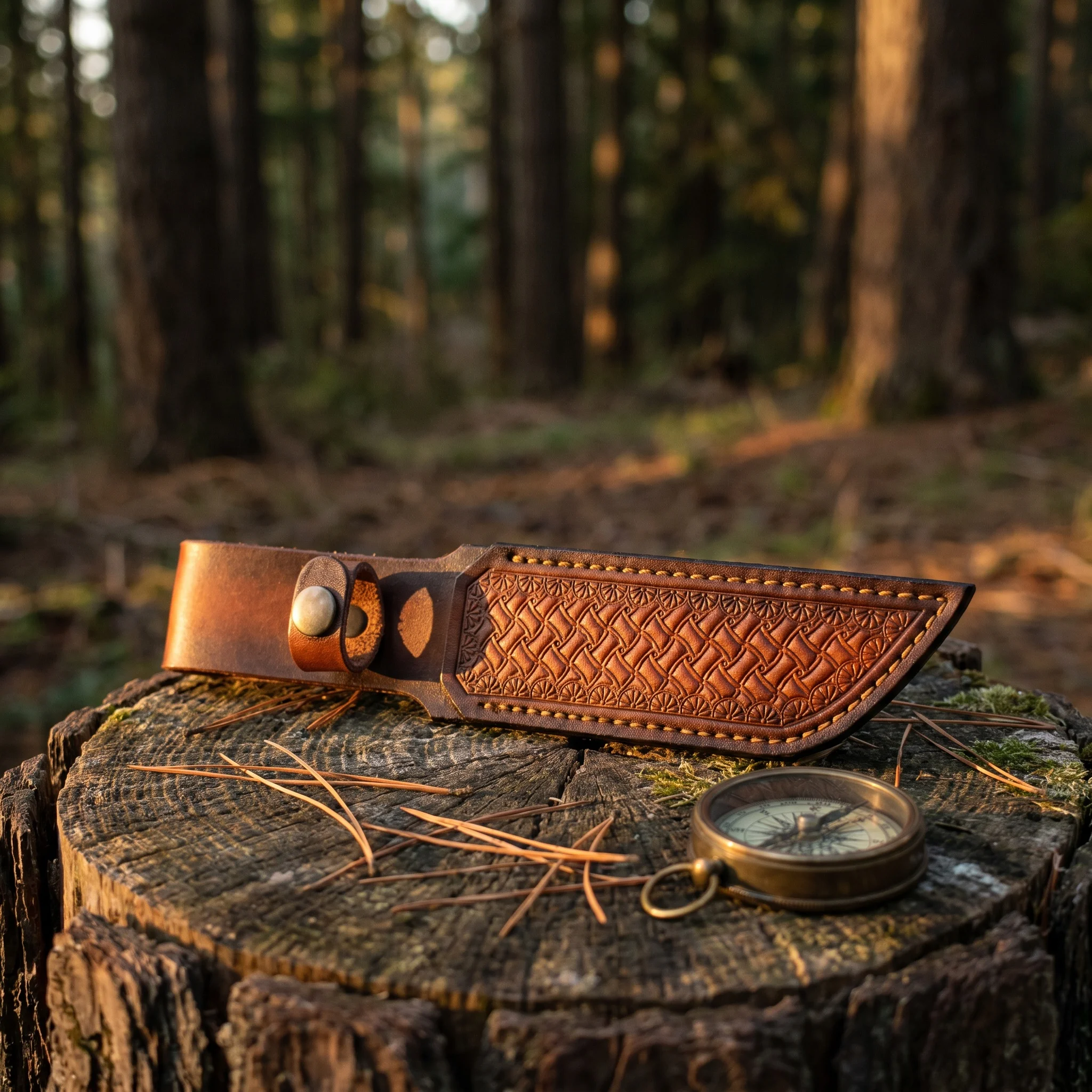 High-quality Hand-pressed Embossed Genuine Leather Straight Knife Sheaths for Collectors & EDC Enthusiasts