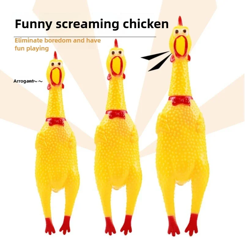 Squeaky Screaming Chicken Pet Toy Funny Molar Chew Rubber Toy Small Large DogPet Squeaker Chew Toys Funny Chicken Puppy view 2